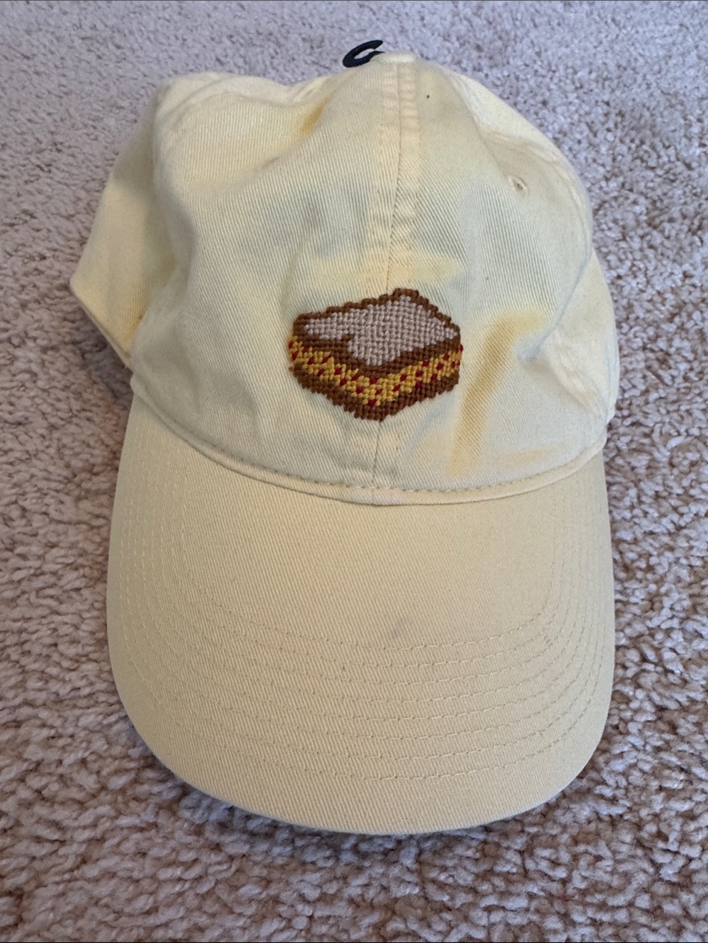 Pale Yellow Embroidered Sandwich Baseball Cap - Unbranded